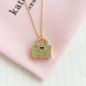 Kate Spade Sweet Treasures Gold Green Mini Pendant Necklace